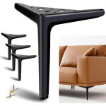 Pieds de meubles noirs de 18 cm, pieds de meubles en m�tal, lot de 4, pieds courts modernes � monter ...