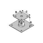 Pied de poteau avec platine type pp - 60 (a x b x c x d x p) 60 x 90 x 80 x 42 x 4, 0 mm - al - pp60 ...