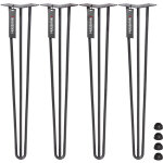 Holzbrink - pied de table en acier hairpin triple barre 12 mm, hauteur: 80 cm, acier brut, 4 pcs, hlt ...