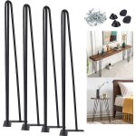 Pieds de table en pingle  cheveux 86 cm / 34 pouces, pieds de meubles en mtal massif  3 tiges pour ...