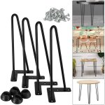 Pieds de table metal, 4pcs pied de bureau, pieds en �pingle � cheveux, pieds de meuble, pieds epingle ...