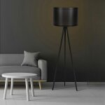 Pier import ? lampadaire tr�pied noir moderne 145 cm ? abat - jour polyester 38 cm ? pieds en mdf m�lamin� ...