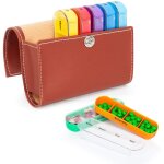Pilulier 7 jours (4 par jour) - semainier avec �tui en cuir pu pour les voyages - journalier r�sistant ...