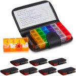 Pilulier, lot de 8, tui botier 7 jours 4 compartiments allemand bote mdicaments semainier, noir