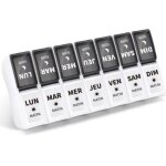 Pilulier semainier fran�ais matin et soir, petits pilluliers amovibles 7 jours 14 compartiments pilulier ...