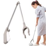 Pince � d�chets pliable ? pince en acier inoxydable avec poign�e antid�rapante et t�te rotative