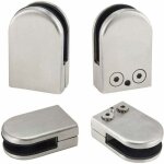 Pinces � verre en acier inoxydable, 6 - 8 mm, r�glables, dos plat, pour balustrades, escaliers, rampes, ...
