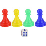 Pions d'�checs multicolores en plastique avec d�s pour jeux de soci�t�