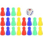 Pions en plastique color�s avec d�s pour jeux de soci�t� et cartes