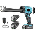 Pistolet � cartouche sans fil avec 2 x 2000 mah batteries, pistolet silicone �lectrique de 300 ml, lumi�re ...