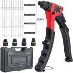 Pistolet � rivets avec 200 rivets, kit de pistolet � rivets manuel avec 4 pi�ces d'embouchures interchangeable ...