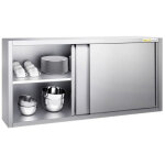 Placard mural inox 1800x400 mm - hauteur 800 mm avec portes coulissantes premium - goldinox