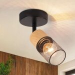 Plafonnier 1 ampoule plafonnier : plafonnier vintage spots en bois noir pivotant � 350� spots de plafond ...