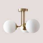 Sklum - plafonnier avec 3 guirlande boules en verre dor�