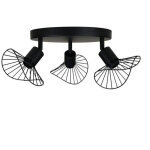 Plafonnier 3 spots capeline en m�tal noir ostaria