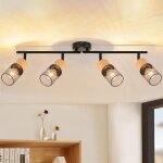 Plafonnier 4 ampoules spot de plafond : plafonnier vintage spots en bois orientables � 350� spots de ...