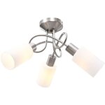 Plafonnier avec abat - jour en verre 3 ampoules e14 blanc cne