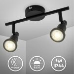 B. k. licht - plafonnier led salle de bain 2 spots orientables ip44, métal noir sablé, incl. 2 ampoules ... B. k. licht - plafonnier led salle de bain 2 spots orientables ip44, métal noir sablé, incl. 2 ampoules ...