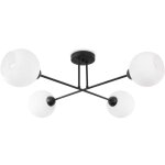 Plafonnier asturia noir 4 abat - jour blanc plat e27