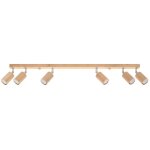 Sollux lighting berg plafonnier 6 spots bar, bois naturel, 120cm