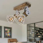 Plafonnier plafonnier en bois applique murale industrielle orientable, métal blanc, 2x led 7w 806lm blanc ... Plafonnier plafonnier en bois applique murale industrielle orientable, métal blanc, 2x led 7w 806lm blanc ...