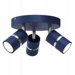 Plafonnier cercle bleu marine spot gu10 chrome