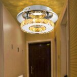 Plafonnier en cristal 20cm rond miroir acier inoxydable blanc chaud moderne led luminaire lustre eclairage ...