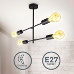B. k. licht - plafonnier design rtro vintage, pivotant, e27, mtal noir mat, clairage plafond industrie ...