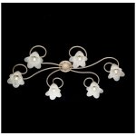 Bonetti illumina - plafonnier fleurs en fer ivoire or six lumi�res abat - jour 99x50x h17 cm