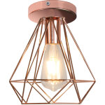 Plafonnier vintage e27 abat - jour de plafond � cage en m�tal suspension luminaire industrielle rose ...