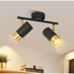 Plafonnier gbly 2 spots de plafond de cuisine gu10 - noir or spot mural de couloir spot rotatif � 350� ...