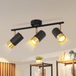 Plafonnier gbly 3 spots de plafond de cuisine gu10 - noir or spot mural de couloir spot rotatif � 350� ...