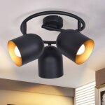 Plafonnier gbly 3 spots de plafond vintage : spots r�tro e14 plafonnier cuisine en or noir spot industriel ...