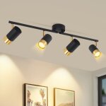 Plafonnier gbly 4 spots de plafond de cuisine gu10 - noir or spot mural de couloir spot rotatif � 350� ...