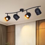 Plafonnier gbly 4 spots de plafond vintage : spots r�tro e14 plafonnier cuisine en or noir spot industriel ...