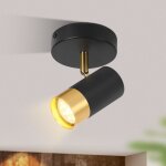 Plafonnier gbly spot de plafond de cuisine gu10 - noir or spot mural de couloir spot rotatif � 350� lampe ...