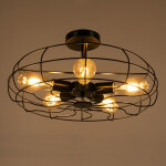 Plafonnier industriel � 5 lumi�res, lustre semi - encastr� de style fermier de 49 cm, luminaire de plafond ...