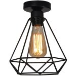 Plafonnier industrielle en m�tal noir cage fer diy lustre pour salon chambre caf� bar restaurent salle ...