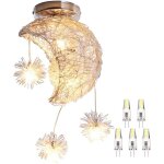 Plafonnier industrielle mini lune �toiles led lustre suspension luminaire aluminium 20cm moon avec 5 ...
