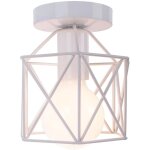 Plafonnier industrielle vintage lampe de plafond cage en m�tal suspension luminaire e27 blanc �15cm pour ...