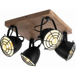 Plafonnier, lampe en bois, noir, lampe de salle  manger, maison de campagne, spot de plafond, 4 flammes, ...