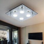 Plafonnier lampe chambre lampe en verre salon, 4 flammes, bord miroir en verre chrom� clair, 4x led 12w ...