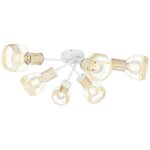 Etc - shop - plafonnier lampe en m�tal blanc bois raphia abat - jour r�tro design �clairage