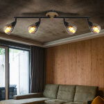 Plafonnier plafonnier lampe de salon lampe de salle � manger lampe de chambre � coucher, m�tal noir bois ...