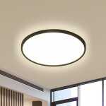 Plafonnier led, 18w 2025lm lampe salle de bain plafond noir, luminaire plafonnier rond imperm�able ip40 ...
