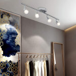 Plafonnier led 4 spots, pivotants / orientables, 2 bras tournants, barre spots plafond salon salle  ...