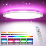 Plafonnier led dimmable rgb 24w avec t�l�commande, 3000k - 6500k rond pour salon, chambre, salle de bain, ...