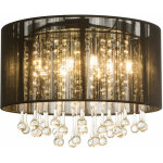 Plafonnier led luminaire suspendu verre cristal salon suspension soie noir globo 15095d