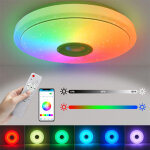 Plafonnier led rgb 36 w � intensit� variable avec haut - parleur bluetooth, t�l�commande et application ...