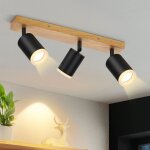 Plafonnier led spot de plafond 3 ampoules - plafonnier gu10 bois noir lampe de cuisine pivotante � 350� ...